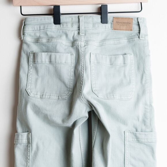 Abercrombie Kids Cargo Pants 11/12 Short Mint Green High Rise Wide Leg - Picture 9 of 13